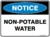 Notice Non Potable Water